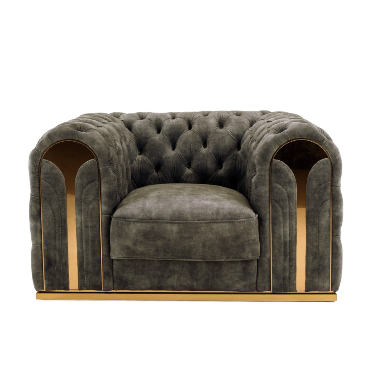 Gray Velvet Tufted Lounge Chair | OROA Modern Dosie
