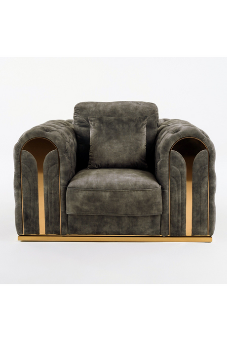 Gray Velvet Tufted Lounge Chair | OROA Modern Dosie | Oroa.com