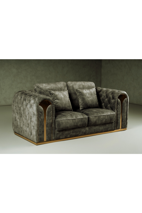 Gray Velvet Tufted Loveseat | OROA Modern Dosie | Oroa.com