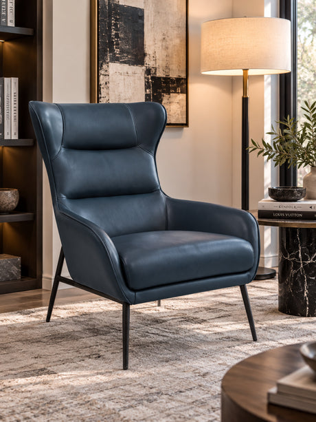 Blue Vegan Leather Lounge Chair | OROA Modern Susan