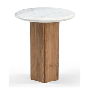 White Round Marble End Table | OROA Modern Dillinger