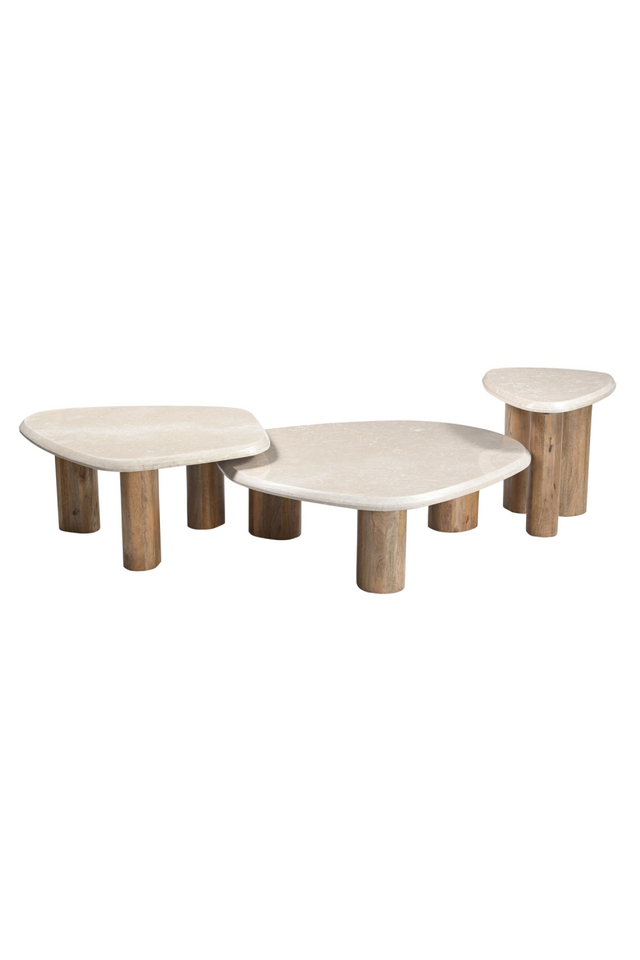 Freeform Cream Marble Nesting Tables (3) | OROA Modern Marlin | Oroa.com