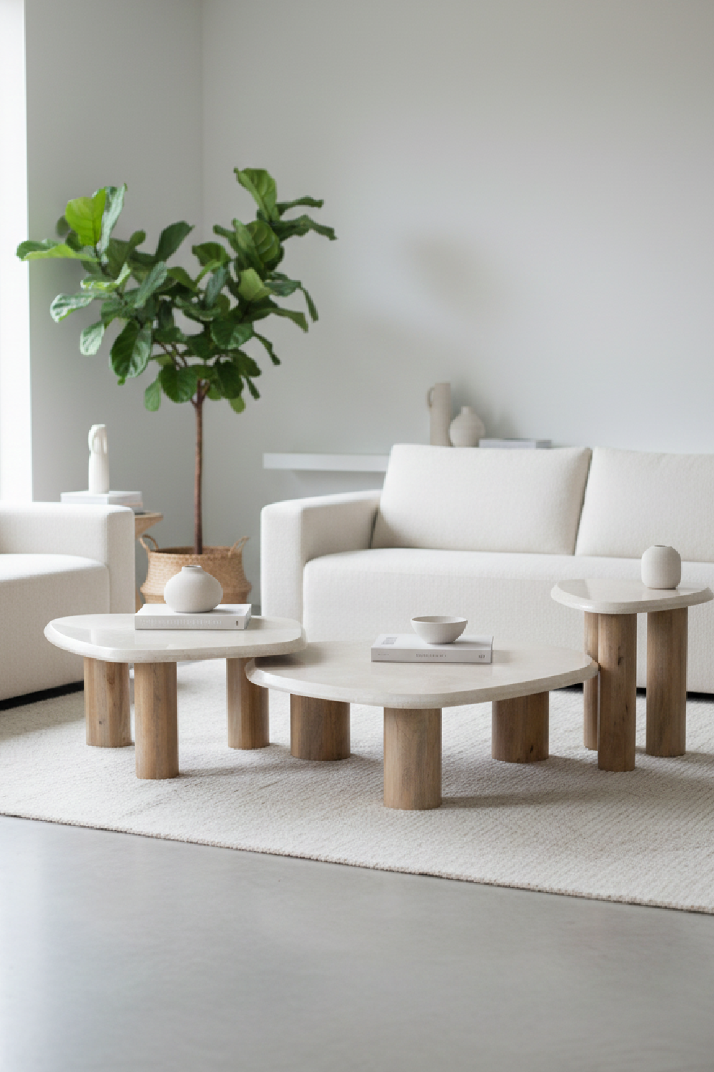 Freeform Cream Marble Nesting Tables (3) | OROA Modern Marlin | Oroa.com