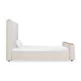 Cream Fabric Modern Eastern King Bed | OROA Modern Mora