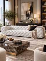Tufted White Leather Sofa | OROA Modern Dexter