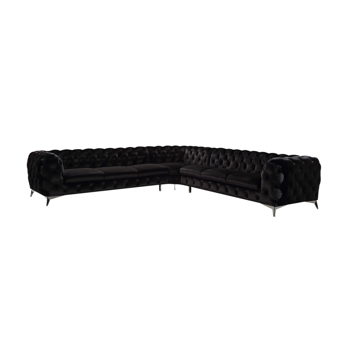 Black Velvet Tufted Sectional Sofa | OROA Modern Delilah