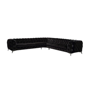 Black Velvet Tufted Sectional Sofa - OROA Modern Delilah - view 1