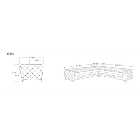 Black Velvet Tufted Sectional Sofa | OROA Modern Delilah