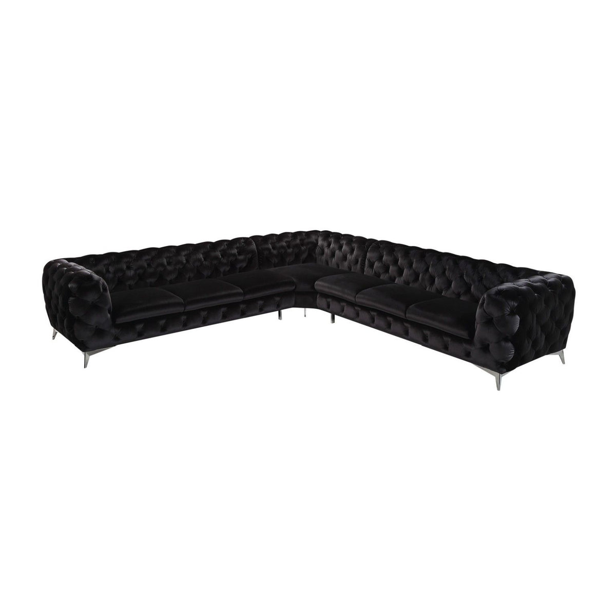 Black Velvet Tufted Sectional Sofa | OROA Modern Delilah
