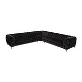 Black Velvet Tufted Sectional Sofa | OROA Modern Delilah