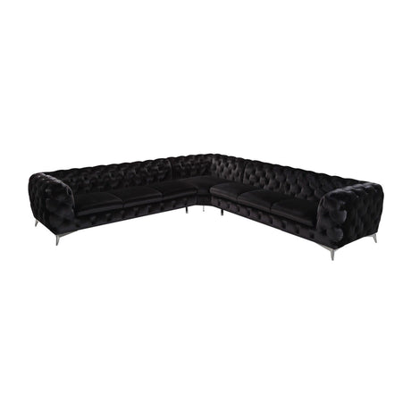 Black Velvet Tufted Sectional Sofa | OROA Modern Delilah