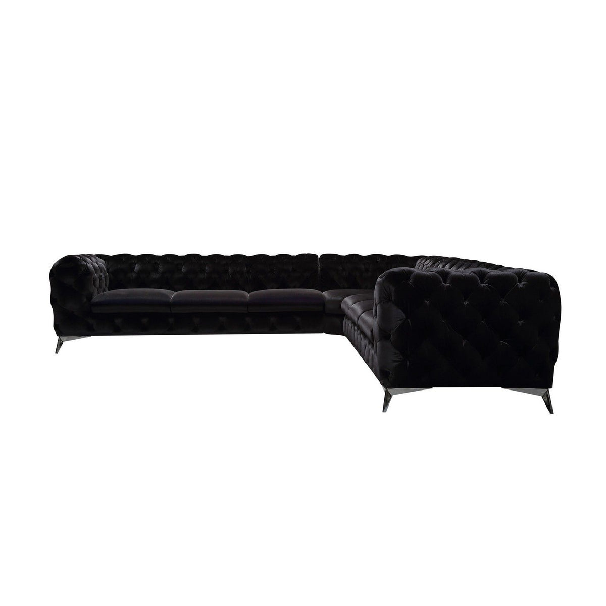 Black Velvet Tufted Sectional Sofa | OROA Modern Delilah