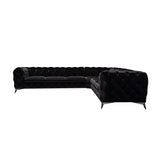 Black Velvet Tufted Sectional Sofa | OROA Modern Delilah