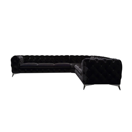 Black Velvet Tufted Sectional Sofa | OROA Modern Delilah