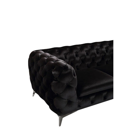 Black Velvet Tufted Sectional Sofa | OROA Modern Delilah