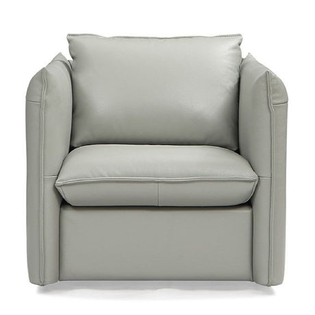Gray Leather Swivel Chair | OROA Modern Tamworth