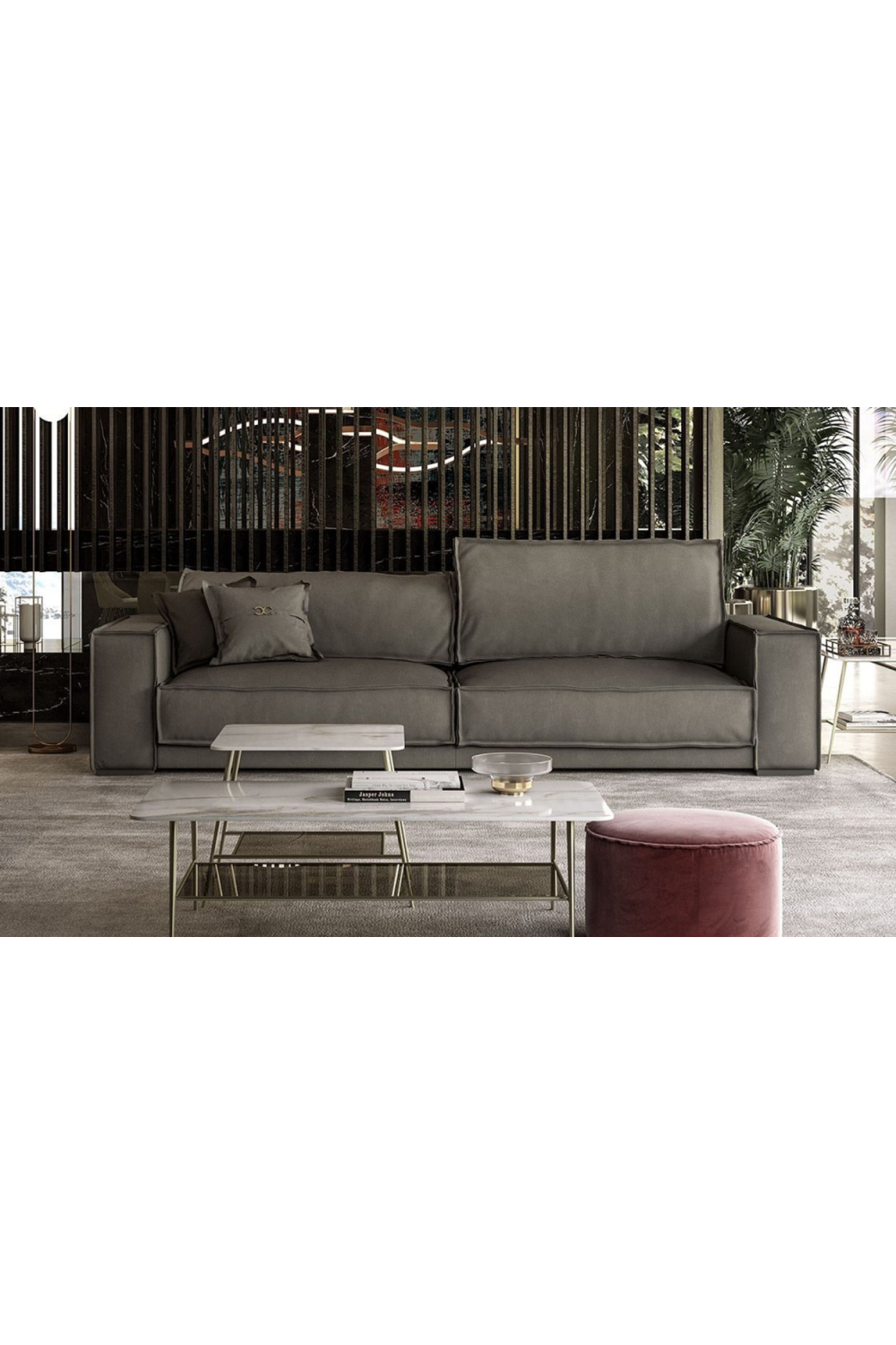 Gray Nubuck Leather Sofa | OROA Modern Sevilla | Oroa.com