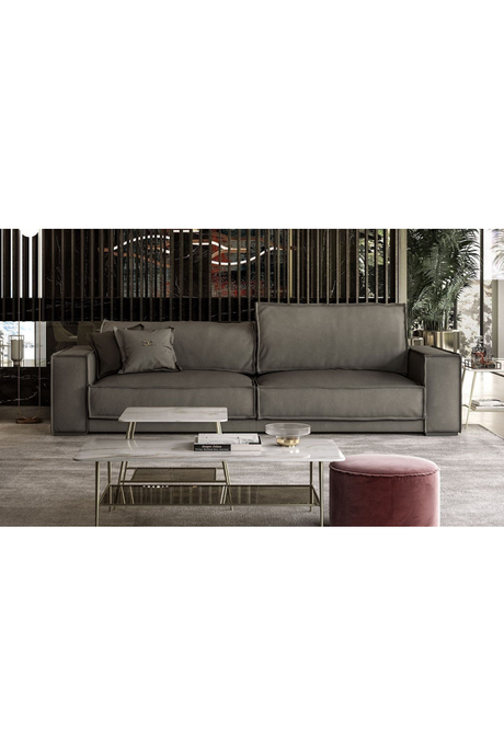 Gray Nubuck Leather Sofa | OROA Modern Sevilla | Oroa.com
