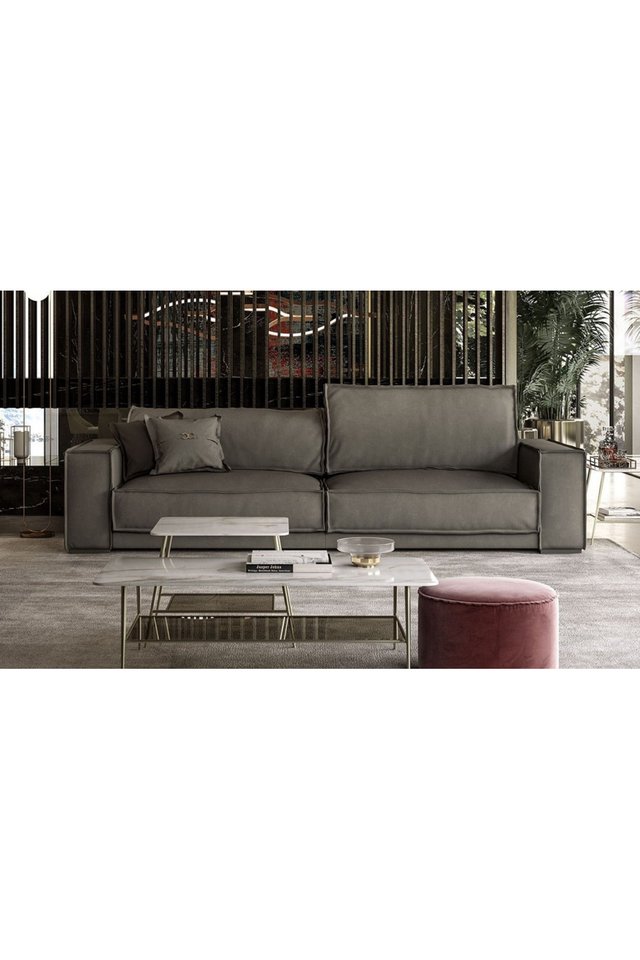 Gray Nubuck Leather Sofa | OROA Modern Sevilla | Oroa.com