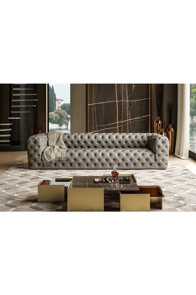 Gray Nubuck Leather 4-Seater Sofa | OROA Modern Ellington | Oroa.com