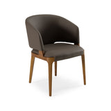 Brown Vegan Leather Dining Chair – Baskin – angled view