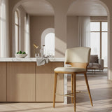 Beige Vegan Leather Counter Chair | OROA Modern Calvary