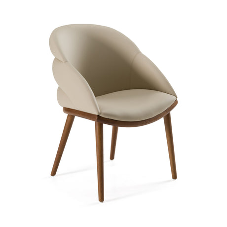 Beige Vegan Leather Dining Chair – Michael – angled view