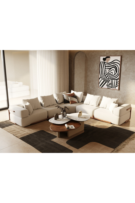 White Fabric Sectional Sofa | OROA Modern Simone | Oroa.com