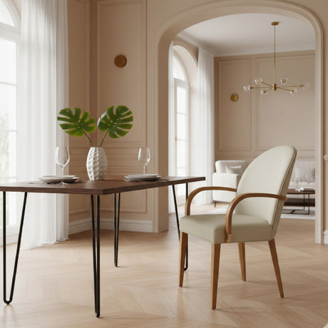   Taupe Vegan Leather Dining Armchair | Oroa.com