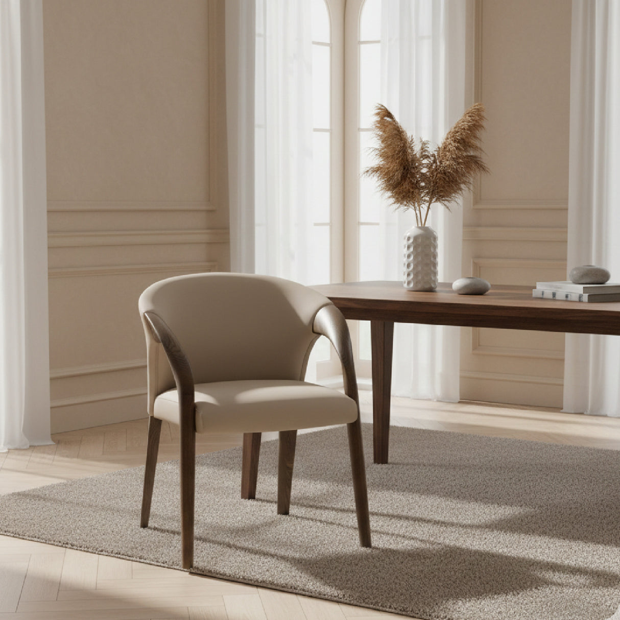   Vegan Leather Curved Dining Chair | Oroa.com