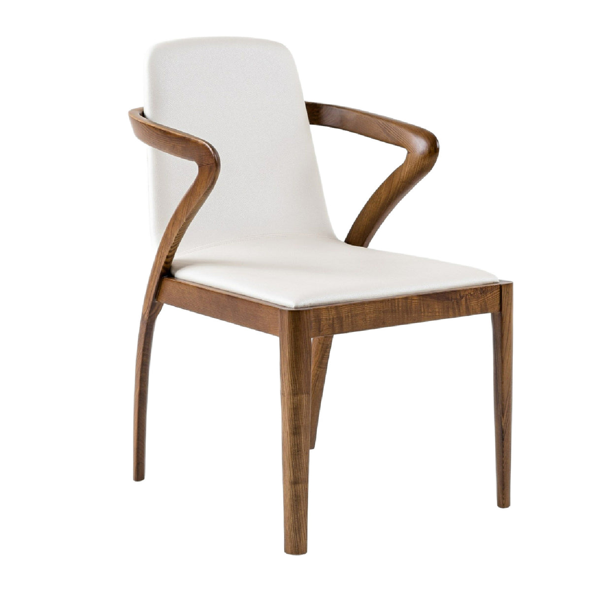 Walnut Framed Cream Dining Chair – Falcon – angled view