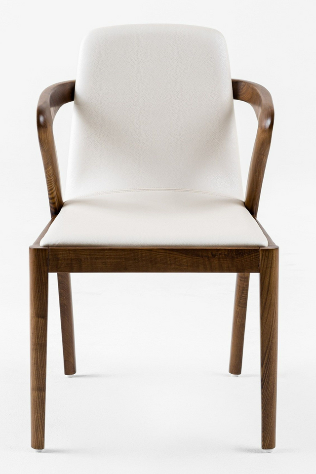 Walnut Framed Cream Dining Chair | OROA Modern Falcon | Oroa.com