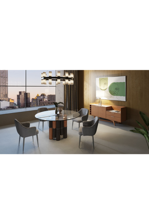 Cylindrical Walnut Base Dining Table | OROA Modern Greta | Oroa.com