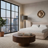 Ribbed Wooden Round Coffee Table | OROA Modern Pierre | Oroa.com