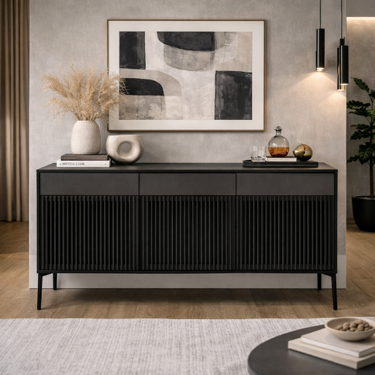   Black Oak Louvered Sideboard | Oroa.com
