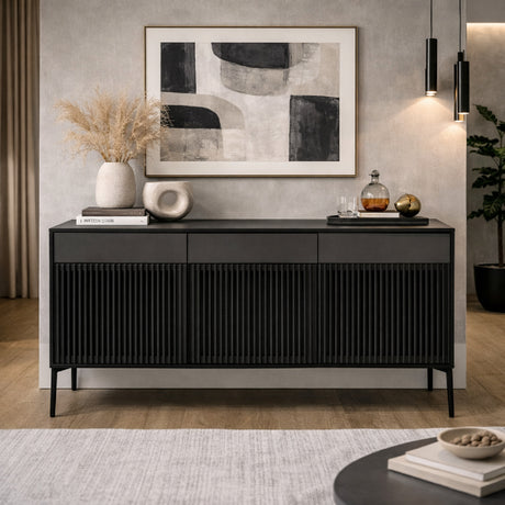   Black Oak Louvered Sideboard | Oroa.com