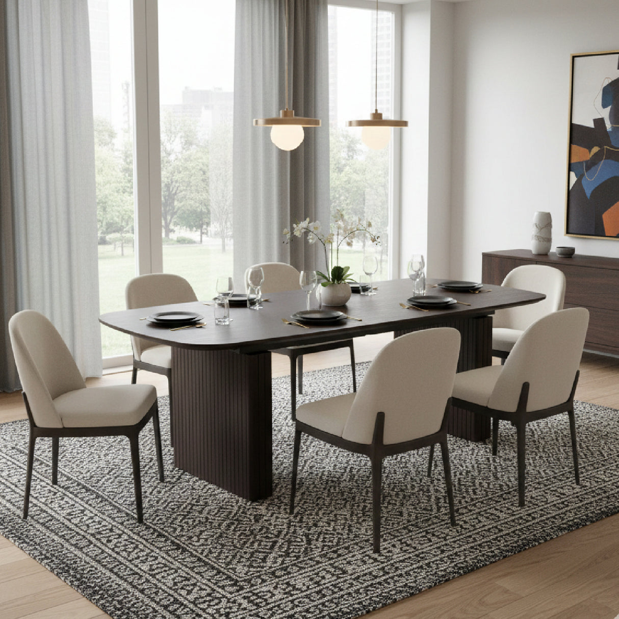 Smoked Oak Extendable Dining Table | OROA Modern Calhoun