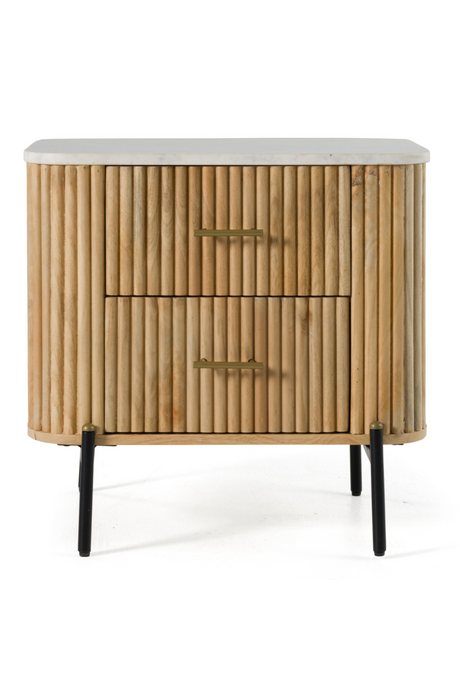 Varnished Mango Wood 2-Drawer Nightstand | OROA Modern Cambridge | Oroa.com