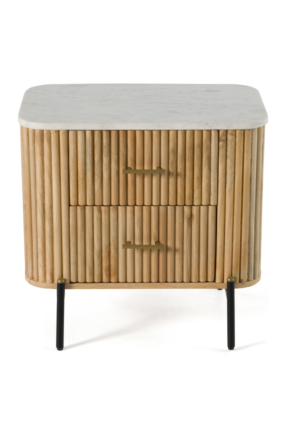 Varnished Mango Wood 2-Drawer Nightstand | OROA Modern Cambridge | Oroa.com