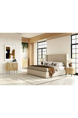 Varnished Mango Wood 2-Drawer Nightstand | OROA Modern Cambridge | Oroa.com
