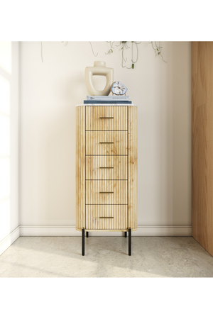 Fluted Mango Wood 5-Drawer Chest | OROA Modern Cambridge | Oroa.com