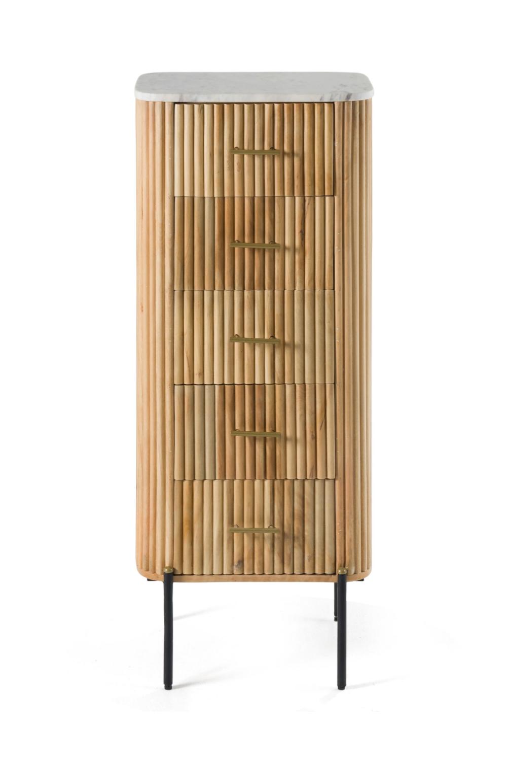 Fluted Mango Wood 5-Drawer Chest | OROA Modern Cambridge | Oroa.com