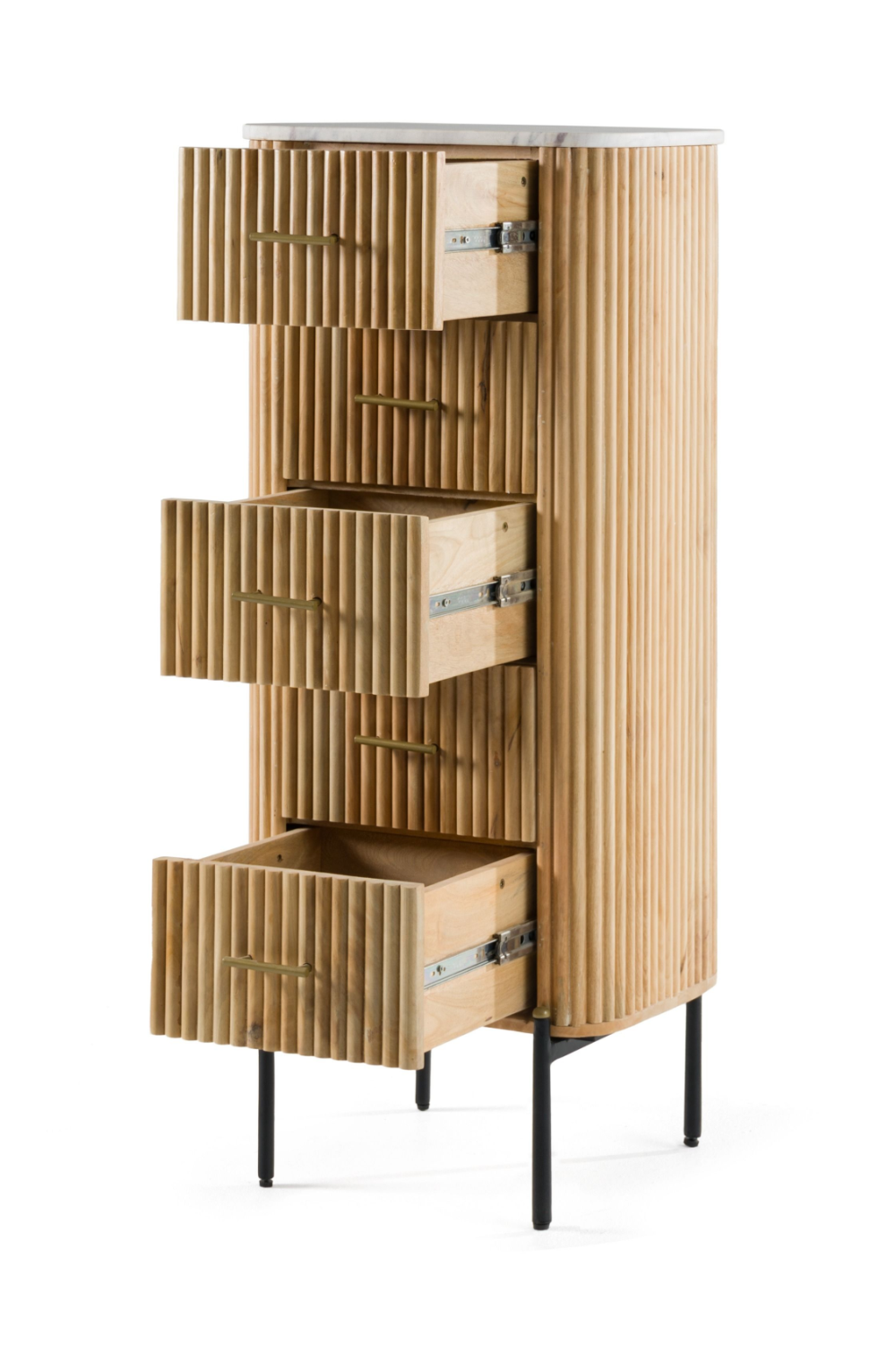 Fluted Mango Wood 5-Drawer Chest | OROA Modern Cambridge | Oroa.com