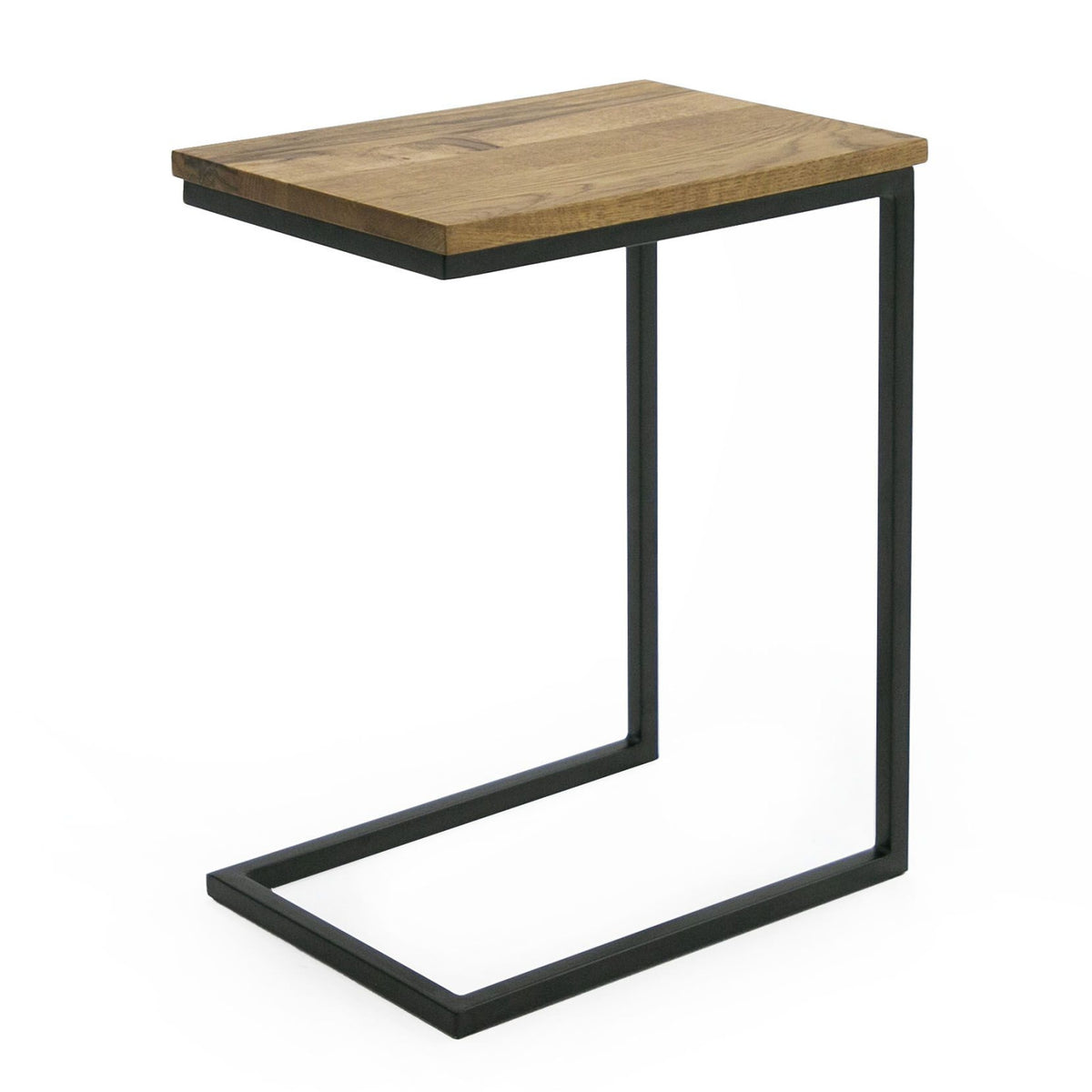 Aged Oak C-Shaped End Table | OROA Modern Turner