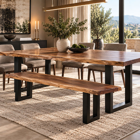 Acacia Wood Dining Bench - OROA Modern Taylor - view 2