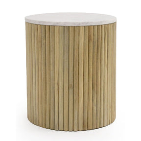 Fluted Mango Wood End Table – Cambridge – front view
