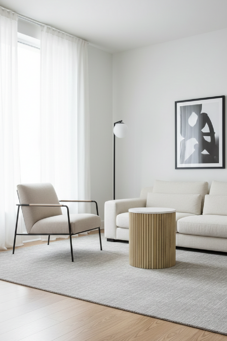 Fluted Mango Wood End Table | OROA Modern Cambridge