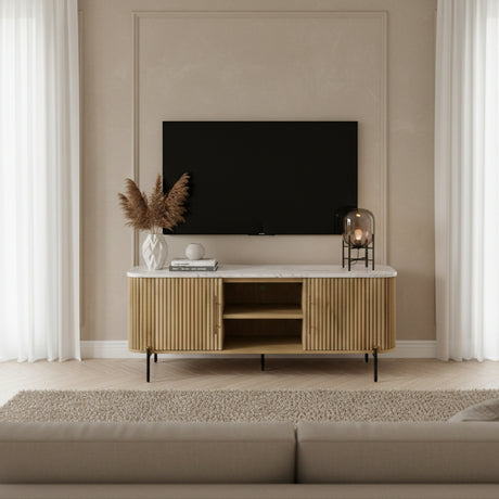  Fluted Mango Wood Media Unit | Oroa.com