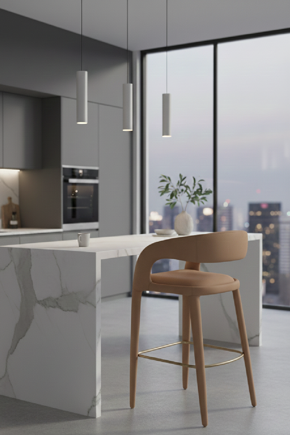 Leatherette Upholstered Bar Chair | OROA Modern Faerron | Oroa.com