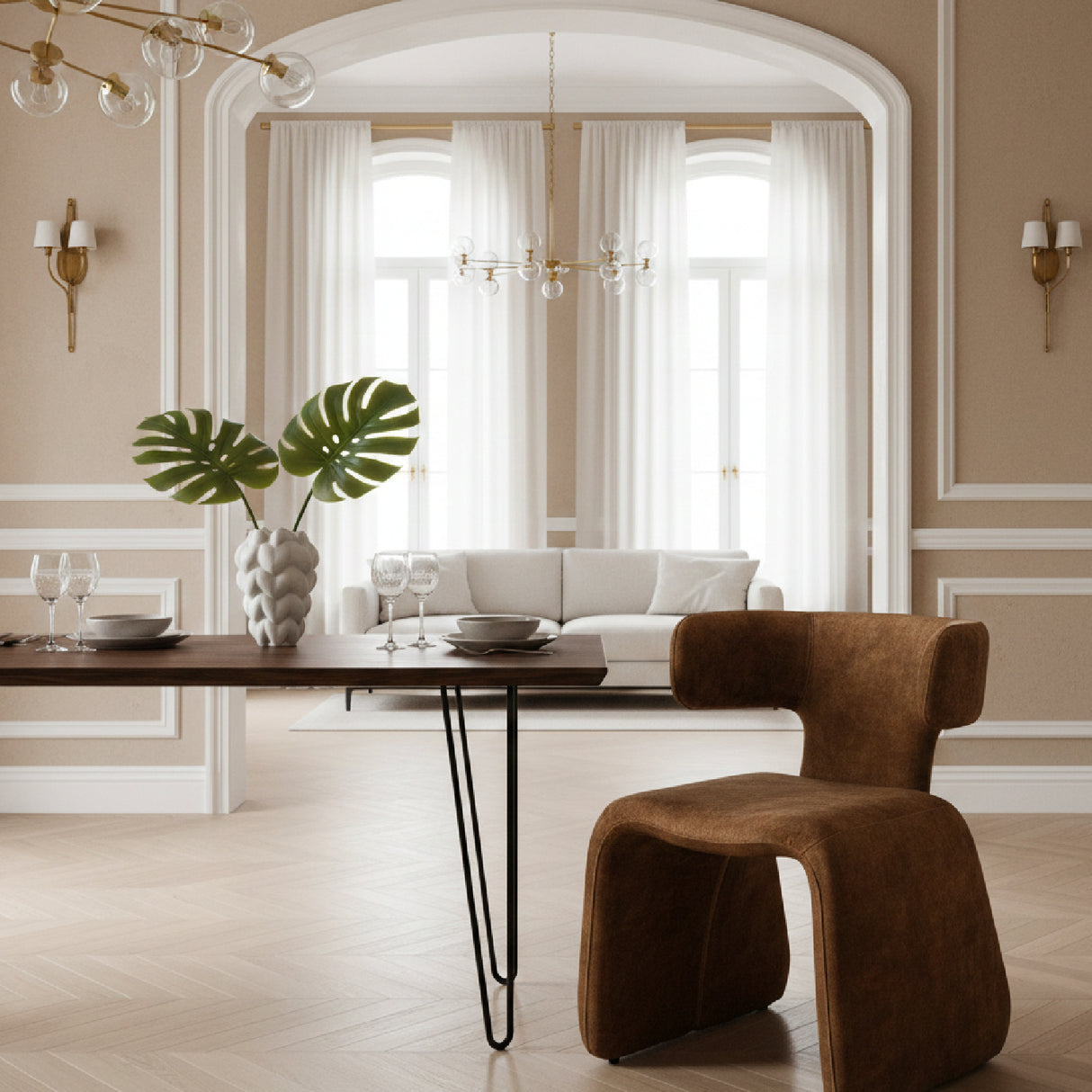   Asymmetrical Velvet Dining Chair | Oroa.com